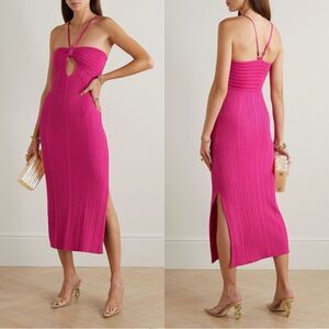 CULT GAIA Elfreda cutout ribbed-knit halterneck midi dress